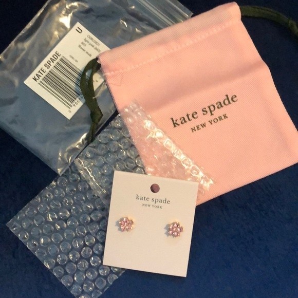 KATE SPADE Pink & Gold Flower Stud Earrings - Picture 1 of 6